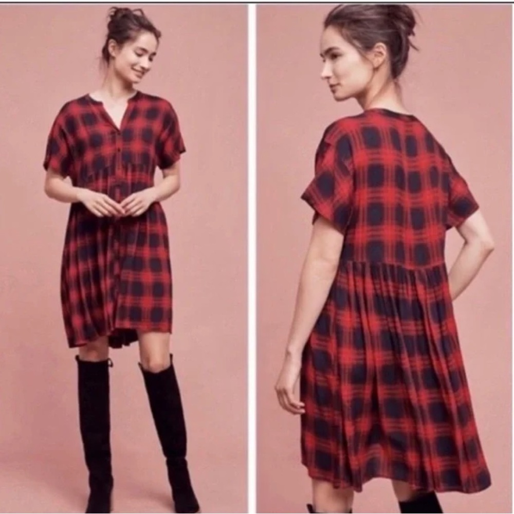Anthropologie Thylo Mona Buffalo Plaid Dress